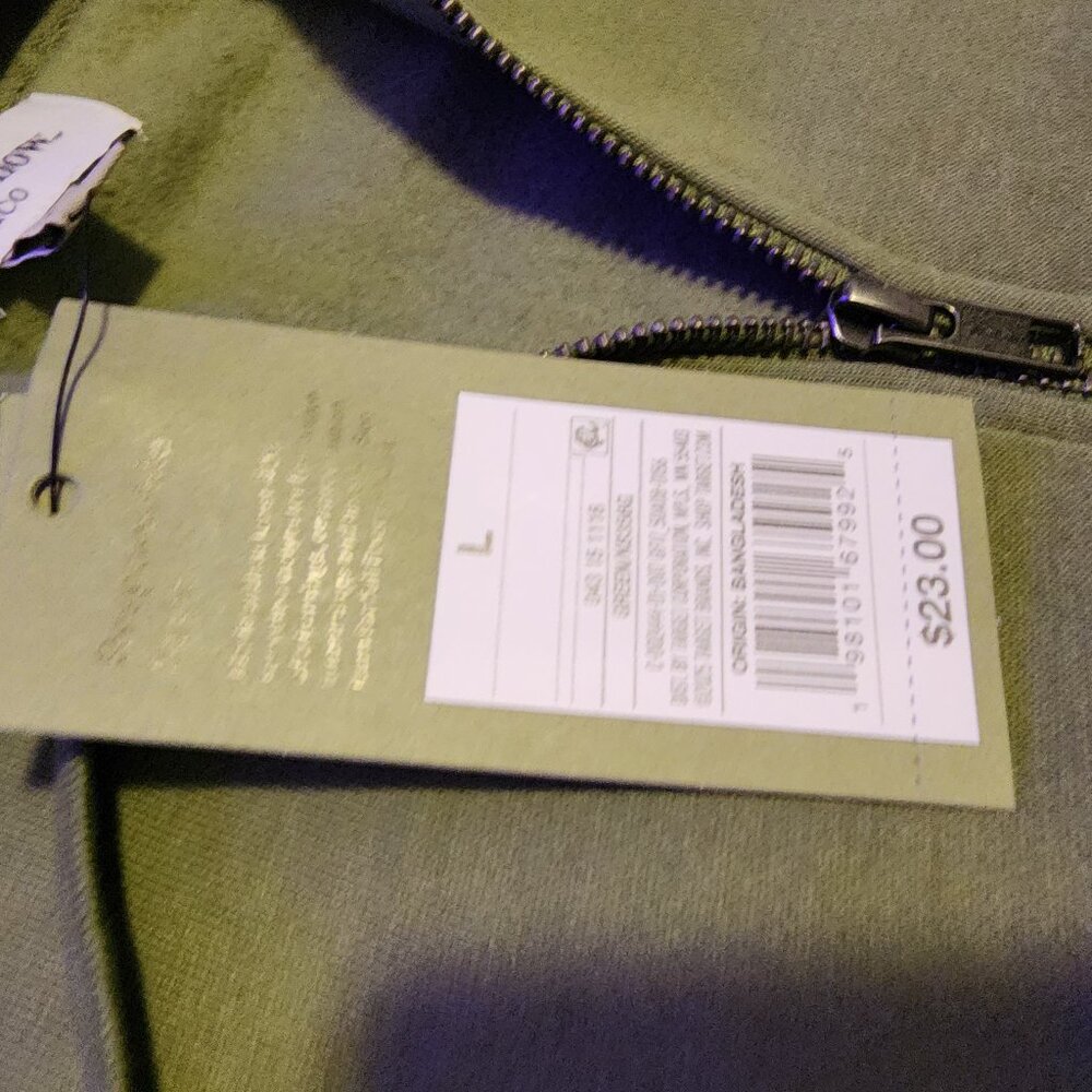 *NWT* Men's Olive Green Large Goodfellow Zipper Hoodie - Picture 5 of 16